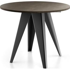 WFL GROUP Eettafel Glory in industriële stijl - modern rond - uittrekbaar van 90 cm tot 130 cm, met gepoedercoate metalen poten, tafel voor kleine keuken - kleur (Chicago beton grijs, 90 cm)