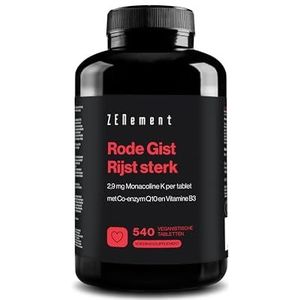 Rode Gist Rijst, 540 Vegan Tabletten | Bevat 2,9mg Monacoline K, Verrijkt met Co-enzym Q10 en Vitamine B3 | Vrij van Citrinine | Zenement