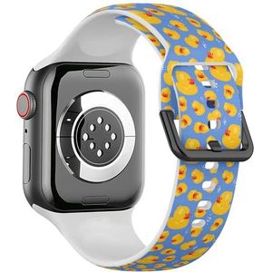 Sport zachte band compatibel met Apple Watch 42/44/45/49mm (gele rubberen eend 2) siliconen armband band accessoire voor iWatch