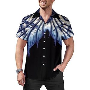 Blauwe zeemeerminstaart heren casual button-down shirts korte mouw Cubaanse kraag T-shirts tops Hawaiiaans T-shirt XL