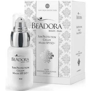 BODI BEAUTY BeAdora Bright Pearl MAXX SPF 50+ Zonnecrème voor het gezicht met niacinamide, Alpha arbutin, Chromabright, Anti-Age Q10, dagcrème, gezichtscrème voor alle huidtypes, 30 ml