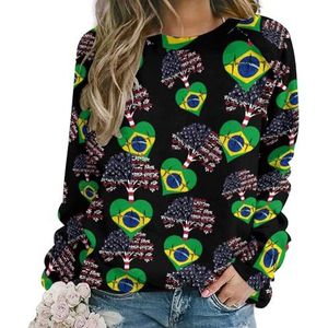 Brazilië US Root Heartbeat Nieuwigheid Sweatshirt Voor Vrouwen Crewneck Top Lange Mouw Trui Casual Grappig