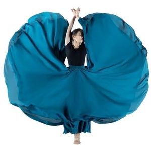 Flamencorok for vrouwen, 720 graden, volle cirkelvormige swingrok, Spaans danskostuum, volwassen, vloeiende, geplooide gelaagde rok for optredens, Halloweenfeest, rode krijtthema-outfit(Dark blue2_XS)