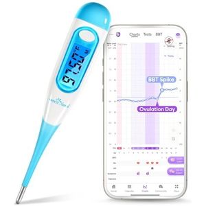 Easy@Home Digitale Basale Thermometer met LCD-Scherm, met Achtergrondverlichting, Premom APP, 1/100e Graad Precies, Ovulatietracking, Natuurlijke Gezinsplanning (Geen Bluetooth)