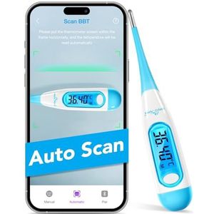 Easy@Home Digitale Basale Thermometer met LCD-Scherm, met Achtergrondverlichting, Premom APP, 1/100e Graad Precies, Ovulatietracking, Natuurlijke Gezinsplanning (Geen Bluetooth)