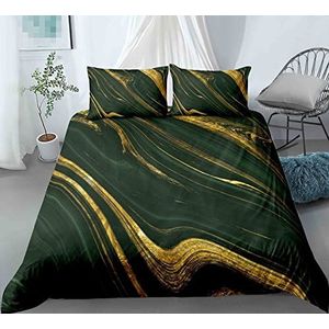 Marmeren Beddengoed Set 240x220cm,Groen Goud Folie Patroon Dekbedovertrek Set Abstracte Kunst Dekbedovertrek Moderne Luxe Dekbedovertrek voor Alle Seizoenen,Stijl6(240x220cm)