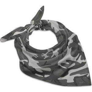 Grijze camouflage dames vierkante zijden gevoel sjaal halsdoek bandana's hoofdsjaals zonnebrandcrème sjaal wrap 63,5 cm x 63,5 cm