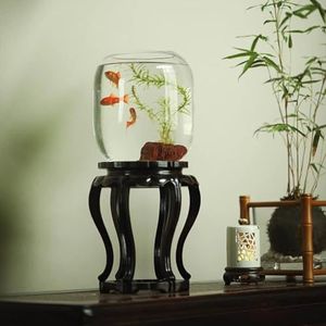 Aquarium Paysager Transparent Petit Bocal À Poisson Rond Conteneur D'aquarium