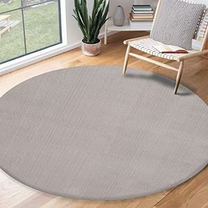 the carpet Relax modern, pluizig, laagpolig tapijt, antislip onderkant, wasbaar tot 30 graden, heerlijk zacht, bontlook, zandkleurig, 200 cm rond
