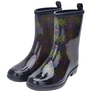 Regenlaarzen Gemengde rubberen dameslaarzen Waterdichte regenlaarzen Antislip damesschoenen met lage hak (Color : Black, Size : 9.5)