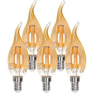 Aigostar - LED Lamp Filament 4W (35W Equivalent), C35 E14 Fitting, 2200K Warm Witte Retro Gloeilampen, 400 Lumen, Niet Dimbaar, Verpakking van 5