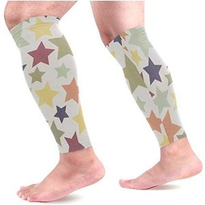 EZIOLY Sterren Sport Kalf Compressie Mouwen Been Compressie Sokken Kalf Guard voor hardlopen, Fietsen, Moederschap, Reizen, Verpleegkundigen