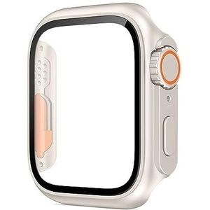 SERDAS Glazen hoesje voor Apple Watch 44 mm 45 mm 41 mm 40 mm 42 mm 38 mm schermbeschermer cover verandering ultra bumper iWatch-serie 8 7 SE 6 5 3 (kleur: sterrenlicht, maat: 45 mm)