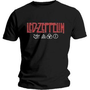 Luid Led Zeppelin Logo en symbool T-shirt voor heren, Zwart, M