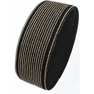 2/5/10M 25/40mm nylon elastische band streep stretch elastiekjes heldere zijde decor broek jurk riem elasticiteit kanten rand tape-goudzwart-25mm-2 meter