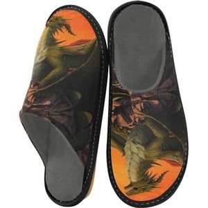 YOUJUNER Damespantoffels met drakenprint, huisslippers, gezellige pantoffels van traagschuim, instappers voor binnen en buiten, huisslippers, Meerkleurig, 5/6 UK