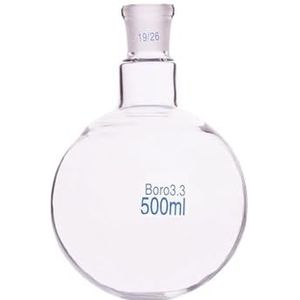 Enkelvoudige standaard rondbodemkolf, inhoud 500 ml en scharnier 19/26, enkelvoudige ronde halskolf