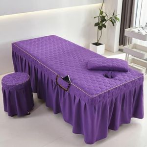Purple/b,80x190cm(S),LDLCYCN Massagetafel Bedrok Met Gezichtsgat Spa Massage Bed Hoes Met Rok Schoonheidssalon Massage Matrashoes Sprei Ademende Beauty Bed Rok Vierkant Rond Hoofd