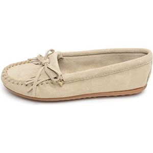 Minnetonka Womens Kilty Moccasin Stone Suede Size 7