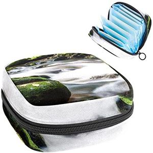 Creek Nature mooie periode Pouch draagbaar,Tampon opbergtas voor maandverband, Meerkleurig, 4.7x6.6x6.6 in/12x17x17 cm