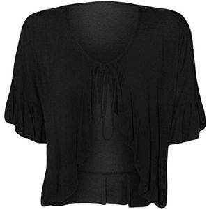 MA ONLINE Womens 3/4 mouw franje Tie Open Front Vest Dames Fancy Stretch Bolero Shrug Top UK 14-28