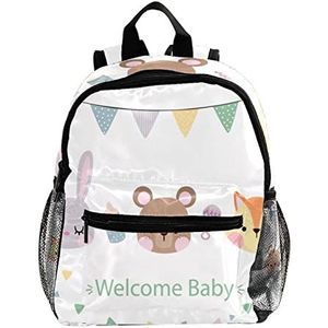 Mini Rugzak Pack Bag Welkom Baby Mooie Cartoon Bunny Bear & Fox-01 Leuke Mode, Multicolor, 25.4x10x30 CM/10x4x12 in, Rugzak Rugzakken