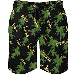 Palm Tree Jamaica Zwembroek voor heren, bedrukte boardshorts, strandshorts, badmode, badpakken met zakken, 2XL