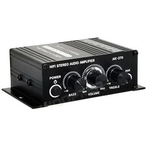 Stereo-audioversterkerontvanger, AK-270 HIFI Versterker Kanaal 2.0 Stereo Audio Geluidsversterker Bass Trebl for Home Theatre Sound System Perfect voor thuiscomputerauto