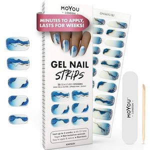 MOYOU LONDON Semi-uitgeharde gelnagelstrips - 20 stuks waterdichte gelnagelwikkels, uithardt in zonlicht of uv/led-lamp, gaat tot 2+ weken mee, rekbaar, gemakkelijk aan te brengen en te verwijderen