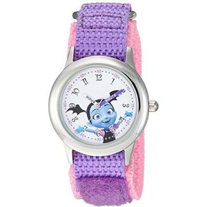 DISNEY Girls Vampirina Stainless Steel Analog-Quartz Watch with Nylon Strap, Purple, 16 (Model: WDS000421)