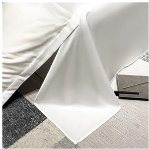 Alleen Tencel-laken Premium 100% Oostenrijkse eucalyptus Lyocell Tencel-bovenlaken Glad als zijde Verkoelende platte lakens Twin Queen King Size (Color : White, Size : 245x250cm)