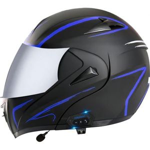 Integraalmotorhelm Met Dubbellaags Ingebouwd Vizier Opklapbare Bluetooth-Motorhelm Met Snelsluiting DOT/ECE Goedgekeurd Voor Terreinvoertuigen 5,M(57-58CM)