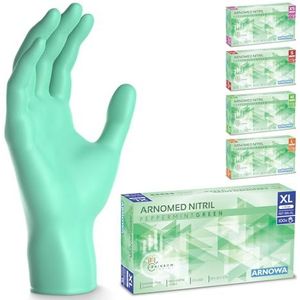 ARNOMED wegwerphandschoenen groen, nitril handschoenen XL, wegwerphandschoenen met 100 stuks per doos, poedervrij. Latexvrije rubber handschoenen, verkrijgbaar in XS,S, M, L & XL