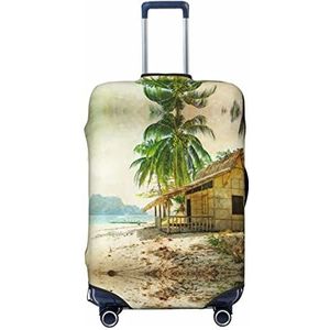 KOOLR A Cottage By The Sea Printing Koffer Cover Elastische Wasbare Bagage Cover Koffer Protector Voor Reizen, Werk (45-81 cm Bagage), Zwart, Large