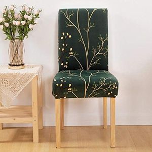 Stoelhoezen Emerald Green Print Stoelhoezen voor eetkamerstoelen Stretch Spandex Elastische Band Eetkamerstoelen Covers, Verwijderbare Wasbare Eetkamerstoelhoezen Moderne Eetkamerstoelhoezen (Set van 6)