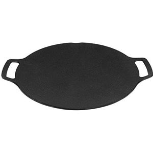 Koreaanse Ronde Koekenpan, Dubbele Handgreep Koreaanse Barbecue Aluminiumlegering Camping Grillpan voor Hamburger (29cm)