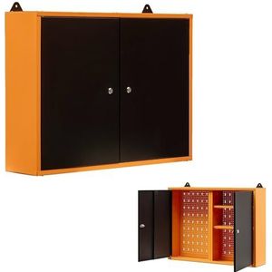 METALLMOBELL - Metalen Kast 80x60x20cm, met Metalen Planken, Wandgereedschapspaneel en Slot, Opbergkast, Kantoorkast, Buitenkast, Kantoorarchiefkasten, Kast met Sleutel -MB02