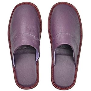 Dames Zomer Slippers Koe lederen slippers paar indoor antislip mannen vrouwen thuis mode casual enkele schoenen Tpr Soft Soles Spring Autum Sloffen (Color : 519 Purple, Size : 35-36)