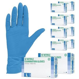Nitrilhandschoenen 1000 stuks 10 doos (L, blauw) Wegwerphandschoenen, wegwerphandschoenen, onderzoekshandschoenen, nitrilhandschoenen, poedervrij, zonder latex, niet-steriel, latexvrij, black, disposi
