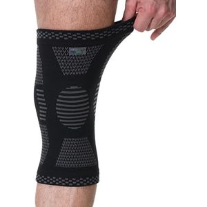 Neotech Care - Kniebandage met bamboevezel, lichtgewicht - comfortabele en ademende stof, elastische brace voor mannen, vrouwen, jongeren (Zwart, 1 Stuk, Maat L)