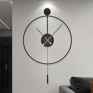 Cander Berlin BIONA XXL wandklok, geruisloos, 50 cm, metaal, houten wijzer, zonder tikkende geluiden, groot, modern, warmgrijs, woonkamer, keuken, vintage