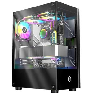 EMPIRE GAMING - CM-241 Gaming PC-behuizing - ARGB Medium Tower Micro-ATX en ITX - 3 ventilatoren 120 mm 3-pins 5 Volt LED RGB adresseerbaar - MB Sync - Mid Tower Zwart