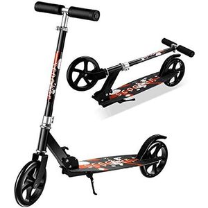 Scooter for volwassenen Zwarte kickscooter for volwassenen met grote wielen Opvouwbare scooter for tieners Kinderen Verstelbare stuurhoogte Ondersteunt 150 kg / 330 lbs