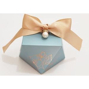 Geschenkdoos Diamant Blauw Papier Snoepdoos Trouwbedankjes voor Gasten Chocolade Verpakking Doos Baby Shower Verjaardagsfeestje Decoratie-Goud, België, 20 PCS