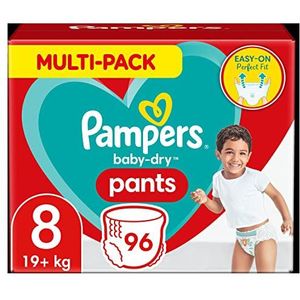 Pampers Baby-Dry Luierbroekjes Maat 8, 96 Luiers, MULTI-PACK, 19kg+, 360° Optimale Pasvorm