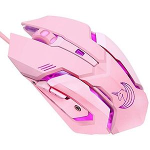 Gaming Muis - Roze - Ergonomisch - USB Bedraad - 7 Kleuren LED Backlit - 4 Verstelbare DPI
