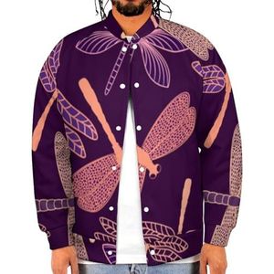 Paarse Dragonfly Grappige Mannen Baseball Jacket Gedrukt Jas Zacht Sweatshirt Voor Lente Herfst