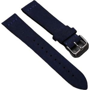Handgemaakte Suède Horlogeband 16 18 19 20 21 22 Mm Zachte Stijl Armband, Mat Zwart Bruin Blauw For Mannen En Vrouwen (Color : Bule, Size : 16mm)