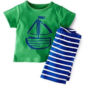 Chic-Chic 2 stks Baby Jongens Zomer Kleding Sets Outfits Leuke Cartoon T-shirt met korte mouwen Top+ Stripe Shorts Broek Set 3-4 years Groen