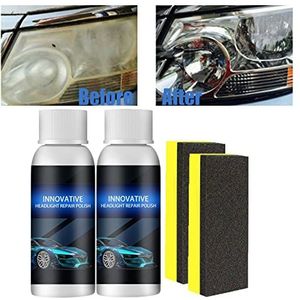 Car Headlight Repair Fluid, Innovative Car Headlight Renewal Polish, Headlight Polish, Headlight Restoration Kit, Instantly Remove Oxidation, Dirt & Haze (2Pcs,50ML)